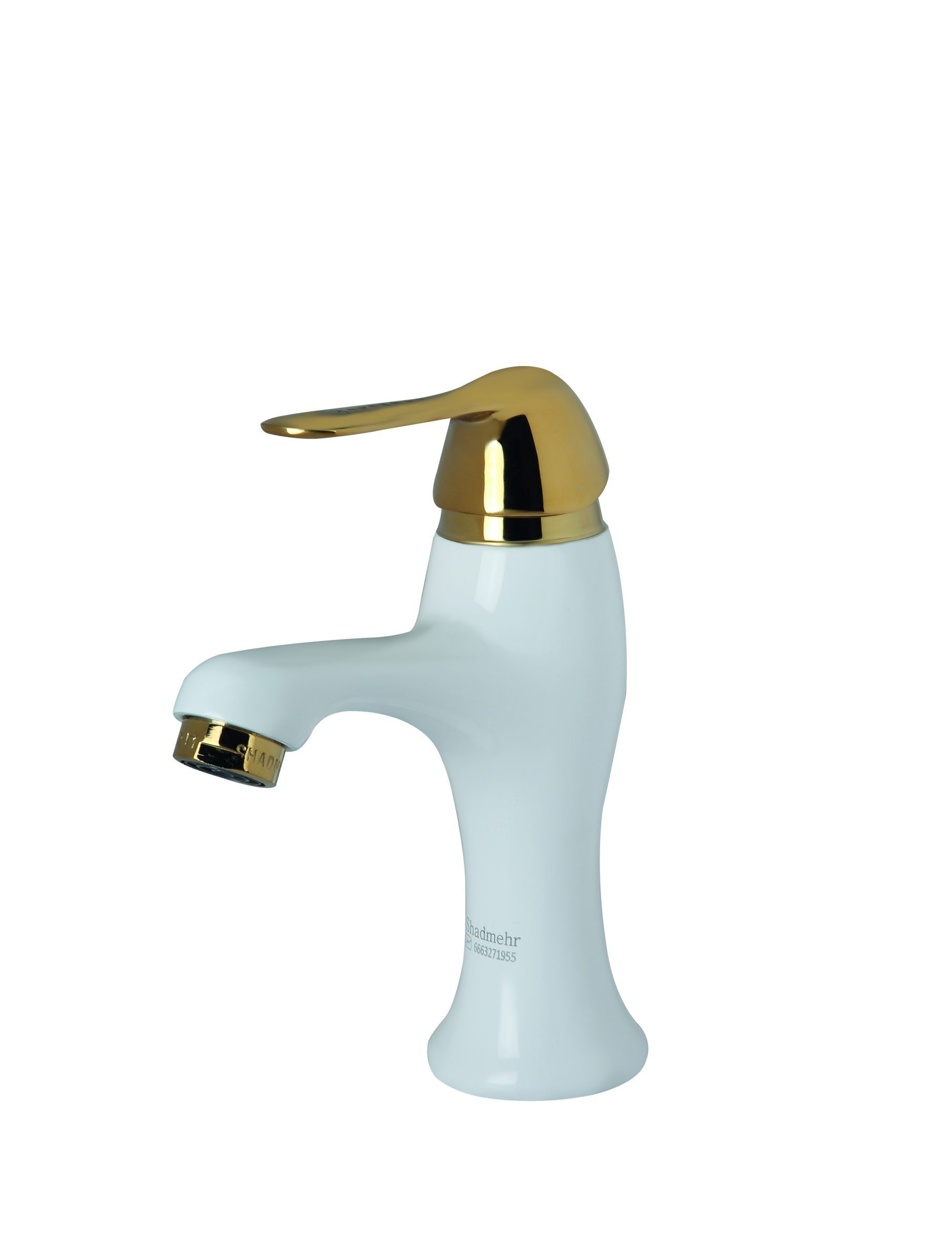 IMG_5791 j شیر روشویی شادمهر مدل آلما سفید طلا - Image 1