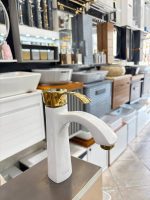 شیر روشویی مدل دنیز سفید طلا - Image 5