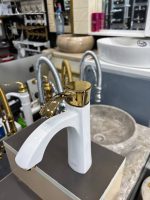 شیر روشویی مدل دنیز سفید طلا - Image 2