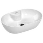 کاسه روشویی روکابینتی نوین سرام مدل تورینو سفید ابعاد 59×39×15 سانتی‌متر تک پانچ سرامیک براق