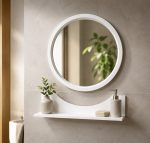 کابینت روشویی سفید با آینه گرد و آتاژور - Image 2