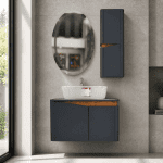 کابینت روشویی طوسی مات با آینه باکس LED