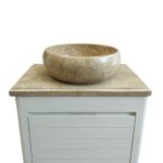 کابینت روشویی کابین‌دار با صفحه سنگ طبیعی مرمر/گرانیت و بدنه مقاوم؛ طراحی مدرن و فضای ذخیره‌سازی کاربردی