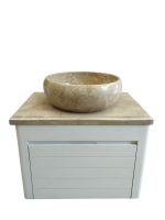 کابینت روشویی کابین‌دار با صفحه سنگ طبیعی مرمر/گرانیت و بدنه مقاوم؛ طراحی مدرن و فضای ذخیره‌سازی کاربردی