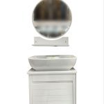 کابینت روشویی ۳۵×۵۰ سفید طوسی با بدنه ضدآب، طراحی مدرن و مناسب سرویس بهداشتی کوچک – فروشگاه نایب‌استور