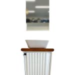 کابینت روشویی چوبی سفید آینه باکس داروخانه‌ای