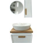کابینت روشویی چوب راش سفید با طراحی کلاسیک، صفحه کورین ضدآب، آینه و باکس هماهنگ. مقاوم، لوکس و مناسب سرویس‌های بهداشتی مدرن. خرید از نایب‌استور.