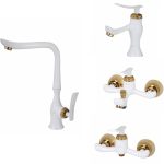 ست شیرآلات سفید طلایی کابوی | ارسال رایگان و ضمانت معتبر