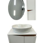 کابینت روشویی کاسپین سفید مات PVC ضدآب با طراحی دیواری نصب آسان و فضای ذخیره‌سازی