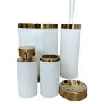 ست سرویس بهداشتی ۵ پارچه بتیس سفید طلایی با طراحی لوکس