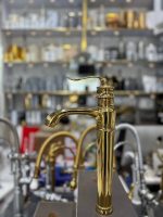 روشویی پایه بلند کوریو طلایی براق - Image 2