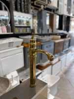 روشویی پایه بلند کوریو طلایی براق - Image 4