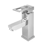 شیر روشویی قهرمان مدل فلت رویال — طراحی فلت کرومی، بدنه برنجی مقاوم، نصب آسان برای سرویس بهداشتی