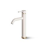 شیر روشویی پایه بلند شودر سفید طلا