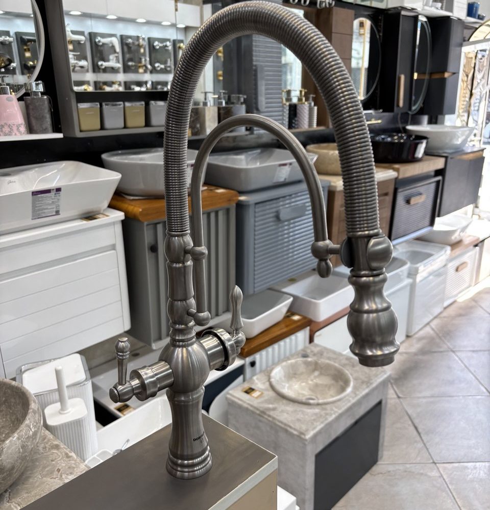 شیر ظرفشویی دوکاره فنری دوریسان –استیل مات