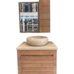 کابینت روشویی دیواری PVC سفید با صفحه کورین براق و طراحی مینیمال