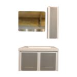 کابین و روشویی سنگ کورین سایز 80 با طراحی مدرن و بدنه PVC ضد آب