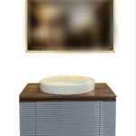 کابین و روشویی سایز ۷۰ سانتی‌متری با آینه باکس ضدآب PVC مناسب سرویس بهداشتی مدرن