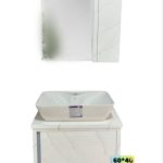 کابین روشویی کلکته سفید با آینه باکس سایز 60 سانتی‌متری مخصوص سرویس بهداشتی مدرن