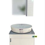 کابین و روشویی سایز 60 سانتی‌متری با آینه و باکس دیواری مناسب سرویس بهداشتی مدرن