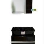 کابین روشویی سایز 60 با طراحی دیواری، دارای آینه و باکس برای سرویس بهداشتی مدرن