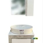 کابینت سفید و پتینه طوسی با آینه باکس PVC ضد آب طراحی مدرن شیک