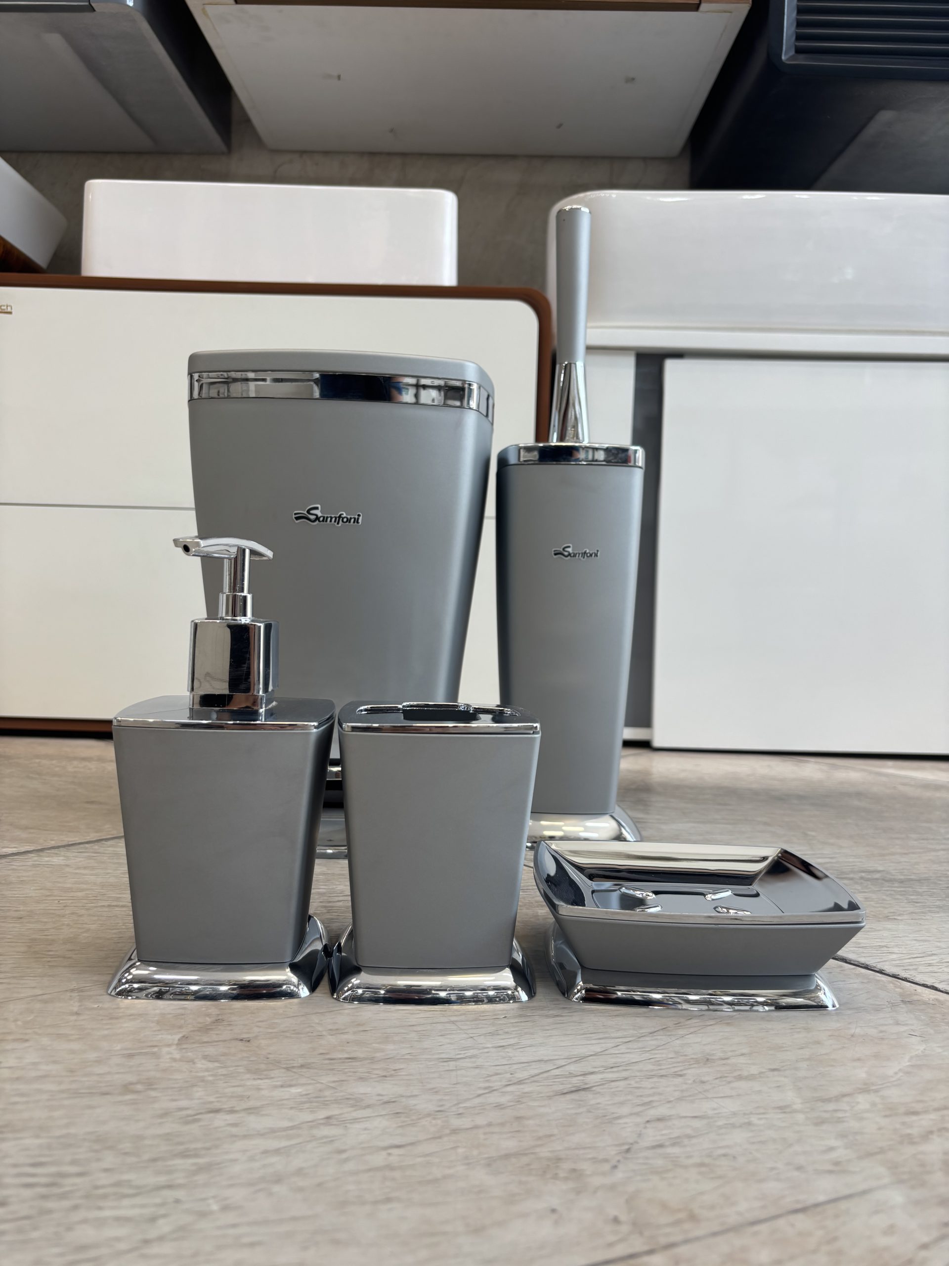 IMG_1357 ست سرویس بهداشتی 5 پارچه سمفونی طوسی کروم - Image 1