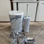 ست سرویس بهداشتی 5 پارچه سفید آبی نگین دار بتیس