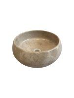 روشویی تمام سنگ سیمکان با طراحی منحنی و بافت طبیعی برای سرویس بهداشتی