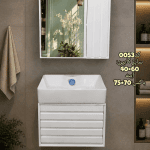 روشویی کابینتی و آینه باکس سفید