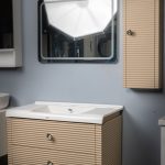 روشویی کابینتی سایز بزرگ نسکافه ایی و سفید مدل آکروپل