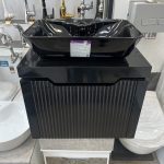کابینت روشویی مشکی سایز 40*60با بدنه PVC و لولا استیل آرام‌بند