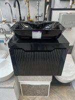 کابینت روشویی مشکی سایز 40*60با بدنه PVC و لولا استیل آرام‌بند
