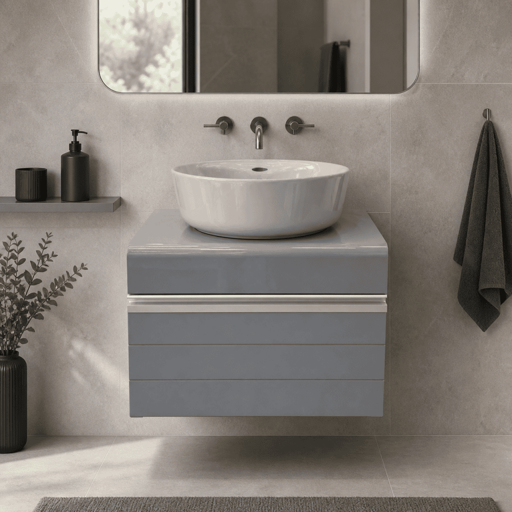 کابینت روشویی سایز ۳۵×۵۰ طوسی مدرن