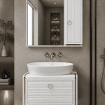 ست کابینت روشویی لوکس سفید طلایی 40×60 | PVC ضد آب