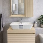 فول ست کابینت روشویی و آینه باکس نسکافه ای